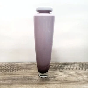 Sasaki Purple Amethyst Hand Blown Glass Rolled Lip 14" Large Overlay Vase - Picture 1 of 7