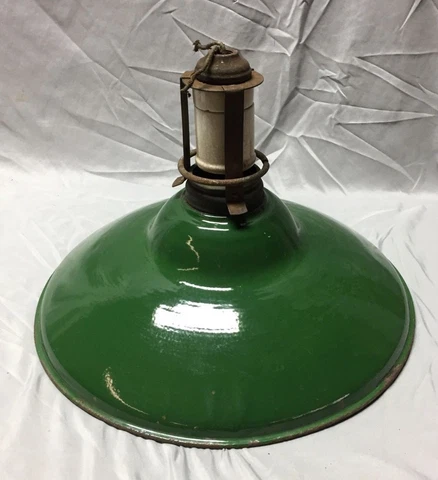 Antique Green Gas Station Porcelain Pan Style Light Fixture 18" 512-18C Cover