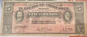 1913 Cinque Pesos Chihuahua Messico - Foto 1 di 2