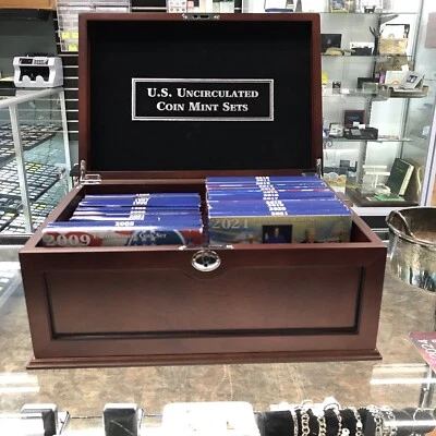 1995-2021 Historical  U.S 27 World Events Uncirculated Coin Mint Sets Wood Box - Image 1 of 4