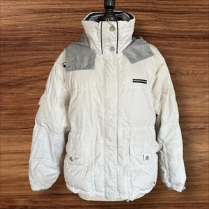 NILS Vintage Ski Board Coat Jacket Sz 14 Womens White Hood Zip Many Pockets Warm - Picture 1 of 10