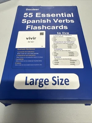 Spanish Basic Verb Cards Docdeer Big Size 55 Cards New In Box - Image 1 of 4