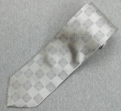 Corbata Paul Frederick Para Hombre Clásica 3.5" Plateada Seda 100% Seda 62" Largo Italia Foto 1 de 4