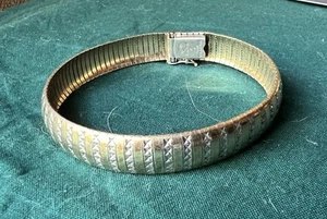 Vintage Peru Love Earth 925 Silver 14K Gold Filled Omega Bracelet - Picture 1 of 6