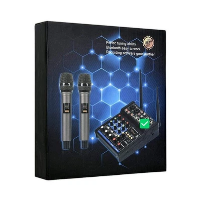 HRIDZ G04 Audio Sound Mixer with UHF Wireless Microphone for DJ Karaoke PC Recor - Image 1 of 4