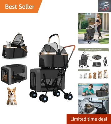 Cochecito doble duradero para mascotas con ventanas de malla transpirable - Ideal para viajar Foto 1 de 4