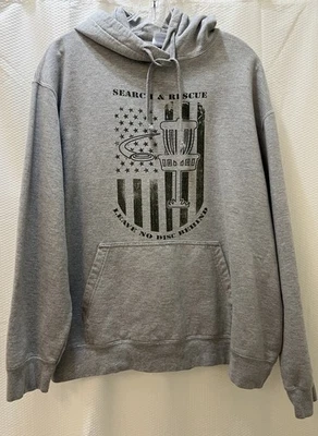 Пуловер для диск-гольфа с американским флагом поисково-спасательный не оставляйте дисков позади XL серый - Изображение 1 из 4