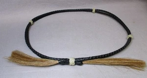 Banda de sombrero con cordón bolo de cuero marrón trenzado con borlas de pelo de caballo vaquero occidental - Imagen 1 de 3