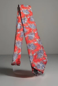Corbata Ermenegildo Zegna Flor Roja y Azul Hecha en Italia Nueva Sin Etiquetas - Imagen 1 de 6