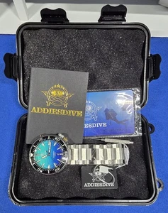 ADDIESDIVE Mens Tuna 1000M Diver Watch Automatic Sapphire Two Tone Blue Wave  - Picture 1 of 15
