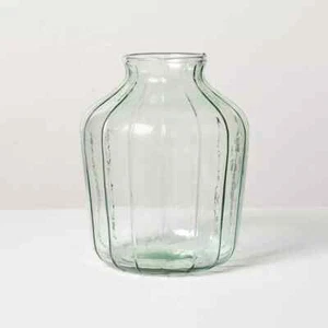 9.5" Ribbed Glass Decorative Blue Green Flower Vase - Hearth & Hand Magnolia - Picture 1 of 3