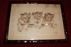 Zeichnung 3 klein Tiger, Oskar Frey,1883 Stuttgart - 1966 Ebingen. 55 x 40 cm