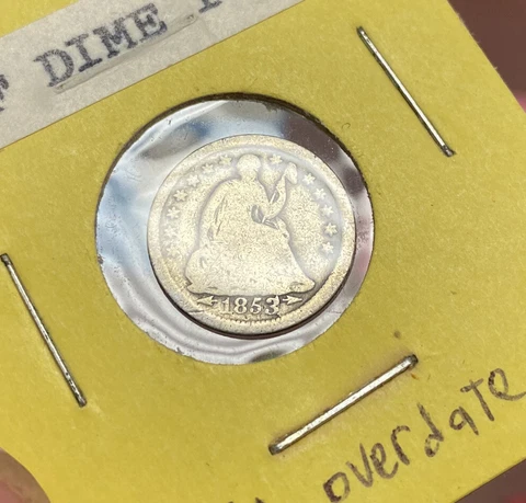 1853/1-O Overdate Error U.S Early silver Half Dime**** Cover