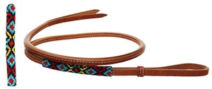 Horse Leather Western Saddle Tack Over and Under Beaded Whip 700RT01-06 - Picture 1 of 6