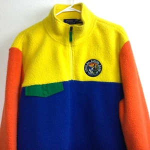 Polo Ralph Lauren Color Block Kunstfell Sherpa Quarter-Zip Pullover Sweatshirt L - Bild 1 von 10