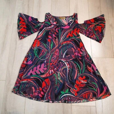 Vestido EMILIO PUCCI Algodón Estampado Floral Hombro Frío Caftán EE. UU. 4 Encubrimiento Foto 1 de 4