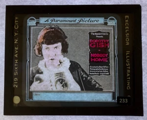 MAGIC LANTERN SLIDE MOVIE NOBODY HOME DOROTHY GISH PARAMOUNT 1919 RARE - Imagen 1 de 2