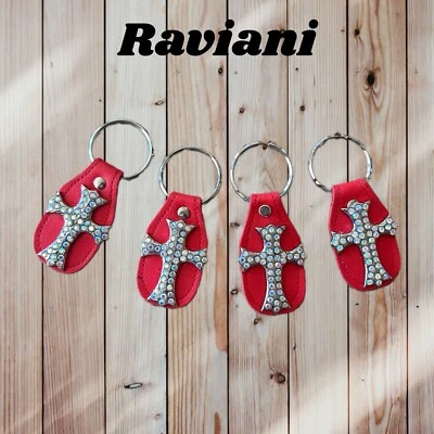 Llavero Cruz Raviani en Cuero Rojo Ferrari W-AB Cristales Foto 1 de 3
