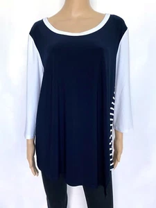 NWT! NEW JOSEPH RIBKOFF Size US 20 2XL UK 22 Navy Blue White Top Blouse Women - Picture 1 of 9