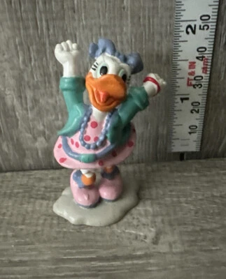 Vintage Daisy Duck PVC Figure Disney Applause Cake Topper 80s Pink Dress Dancing - Image 1 of 3