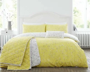 Rose Hip Bud 200TC Honey Yellow Reversible Duvet Cover Bedding Collection Set - Picture 1 of 5