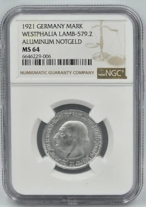 GERMANY 1921 COIN 1 MARK COIN WESTPHALIA NOTGELD NGC MS64 - Picture 1 of 2