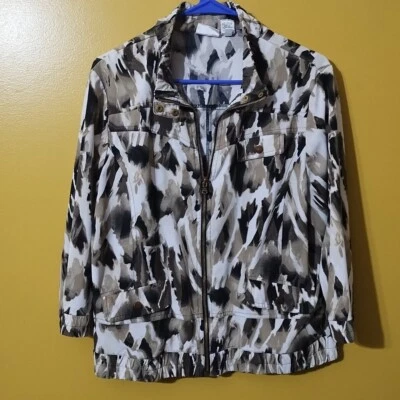 复古 90 年代 Zenergy by Chico's 时尚风衣,尺寸 2 波西米亚 — 第 1/4 张图片