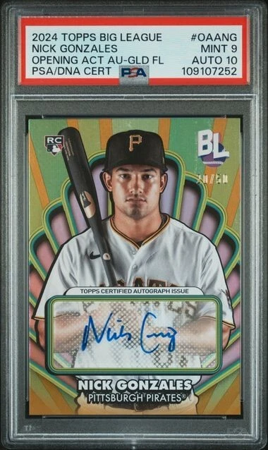 2024 Topps Big League Opening Act #OAANG Nick Gonzales Pirates RC PSA 9 / 10 - Image 1 of 2