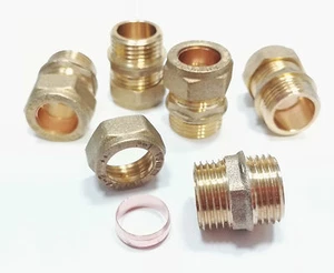 Compression 15mm to 1/2"BSP Brass Male Iron (MI) Thread Connector Free P&P - Picture 1 of 1