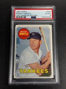 MICKEY MANTLE 1969 69 TOPPS #500 LAST NAME IN YELLOW VINTAGE CARD VG-EX PSA 4 - Picture 1 of 4