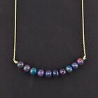 925 Sterling Silver Natural Black Ethiopian Opal Beads 18" Chain Bar Necklace 05