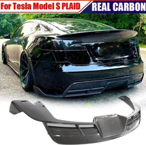 Alerón labial difusor difusor de parachoques trasero de carbono real se adapta a cuadros para Tesla Model S 2021-2023 - Imagen 1 de 19