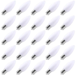 25-Pack Ceramic C9 LED Christmas Light Bulbs, Warm White LED Light Bulbs Holi... - Picture 1 of 7