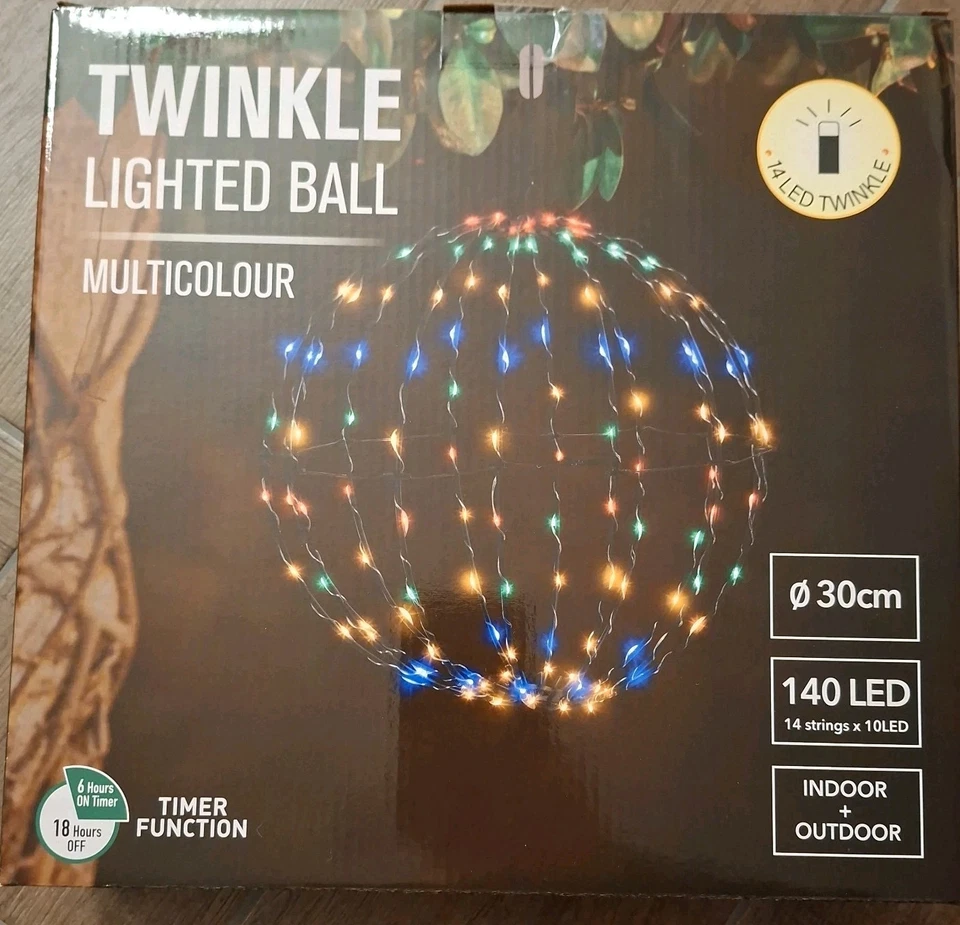 Drahtkugel Leuchtkugel 140 LED 30cm Innen Außen Dekokugel IP44  Weihnachtsdeko - Bild 1 von 1