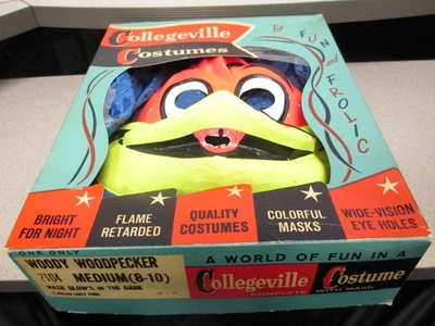 halloween mask costume WOODY WOODPECKER Walter Lantz comic cartoon 1960s BOX - Image 1 of 4