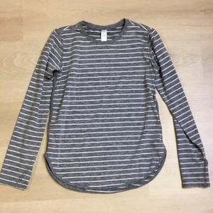 Athleta Girl size L/12 Gray & White Striped Long Sleeve Active Comfy Shirt - Picture 1 of 5
