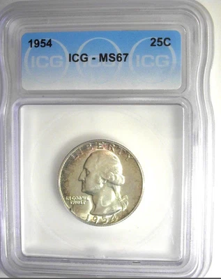 1954 Washington Quarter 25c ICG 3091600803 MS67 Toning great Price!!! Nice Coin - Image 1 of 4