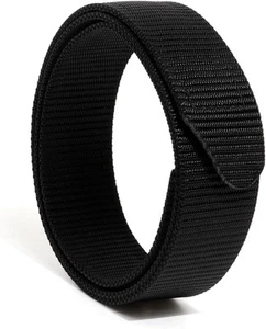 No-Scratch Nylon Belt 1 3/8" No Metal Buckle X-Large, Black - Picture 1 of 8