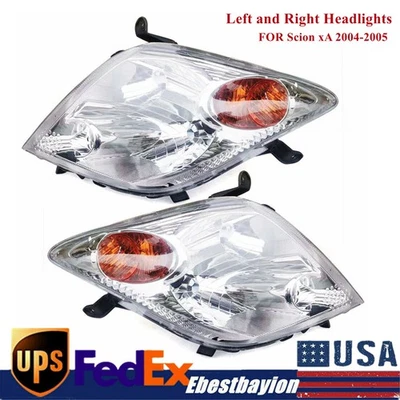 Headlight Pair Set For 2004-2005 Scion xA Left and Right 2Pc Headlamps Assembly - Image 1 of 4