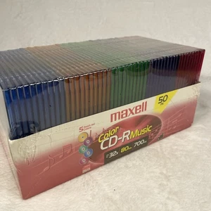 Maxell 50-pack Color CD-R Music 32x 80 min 700 mb New Sealed - Picture 1 of 9