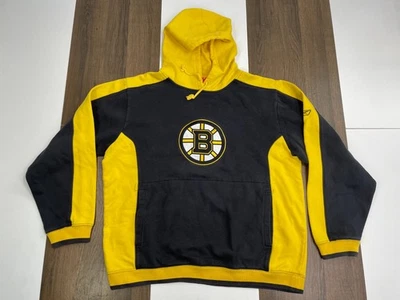 NHL x Reebok Mens Size M Yellow Boston Bruins Hoodie Sweatshirt Hockey Face Off - Image 1 of 4