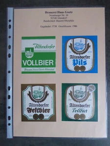 Bieretiketten, Bayern, Altendorf, Brauerei Hans Goetz - Bild 1 von 1