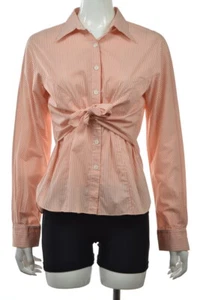 Camisa torso de mujer Worth, talla 8, naranja melocotón, algodón, manga larga, con botones - Imagen 1 de 4