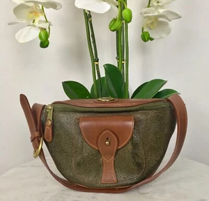 Mark Cross Vintage Army Green Leather Fanny Pack Belt Bag Aged Gold Hardware - Picture 1 of 11