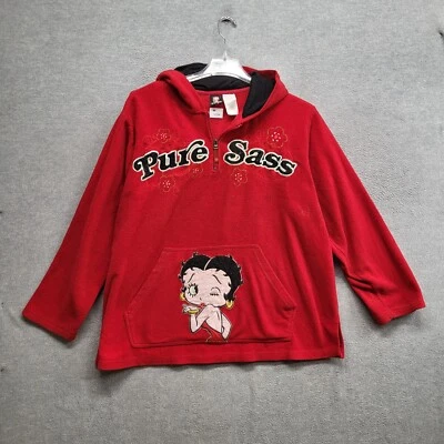 Sudadera Betty Boop Mujer 3X Roja Sudadera con Capucha Pura Sass Floral Bordada LEER Foto 1 de 4