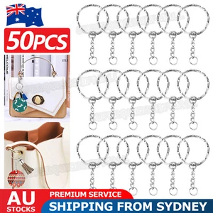 DIY 50Pcs Split Metal Key Holder Ring Keyring Blanks Link Chains Keychain Craft - Picture 1 of 9