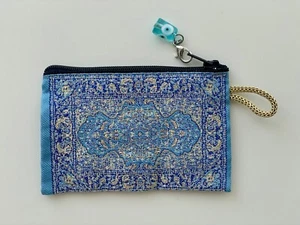 Blauer Gobelin Kelim Geldbörse, kleine Tasche mit bösem Blick Zug - Bild 1 von 8