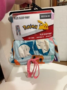 POKEMON PAJAMA PANTS ADULT SIZE 0 34-36 BLUE SQUIRTLE BULBASAUR EeVEE - Picture 1 of 7