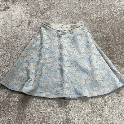 Saia Feminina Catherine Malandrino ALine Flare 10 Azul Claro Floral Cinza Designer - Imagem 1 de 4