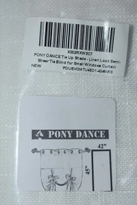 PONY DANCE BINDESCHIRM - WEISS LEINENOPTIK - HALBTRANSPARENT BINDEROLLO - 42" X 45" - Bild 1 von 3